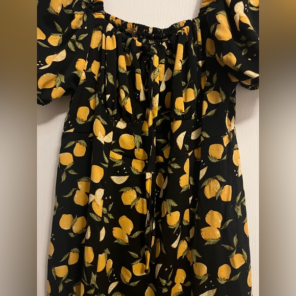 NWT Cider Lemon Milkmaid Split Knotted Shirred Slit Leg Midi Dress - Picture 9 of 14